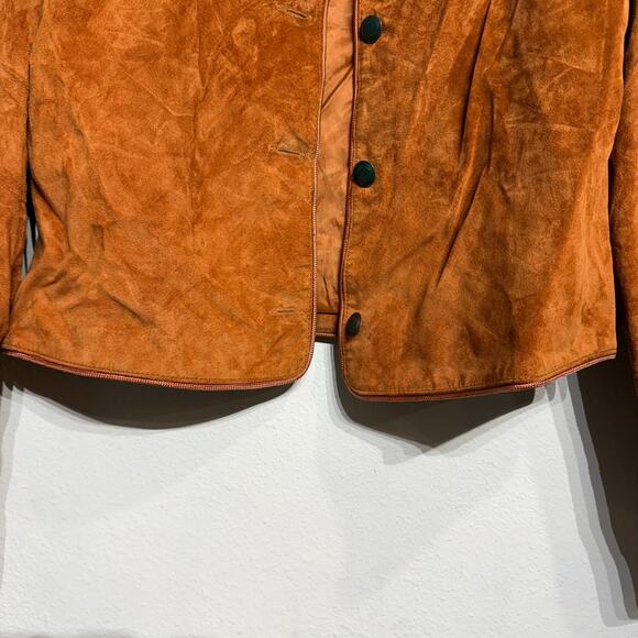 Lord & Taylor Camel Vintage Suede Leather Jacket Sz 10 - Picture 4 of 15